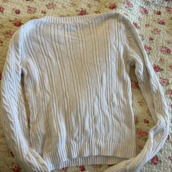 HOLLISTER WHITE V NECK CABLE KNIT - Picture 2 of 3